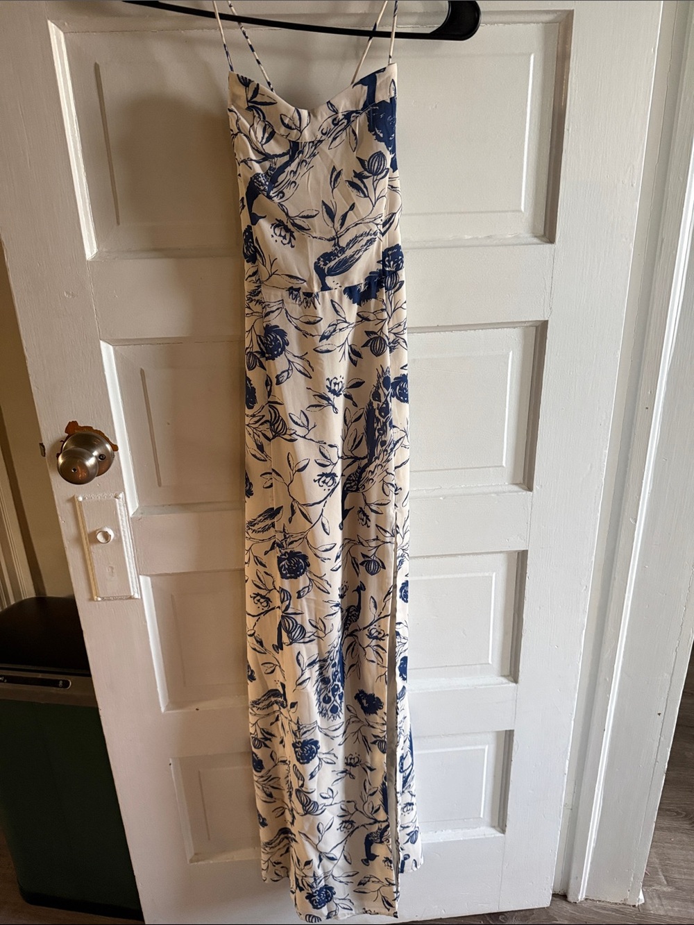 Abercrombie & Fitch Cream Maxi Dress with Blue Floral Print